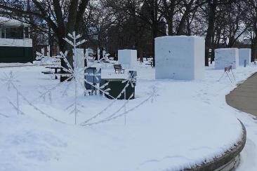Snow Monoliths at Owatonna Central Park from local radio station websites