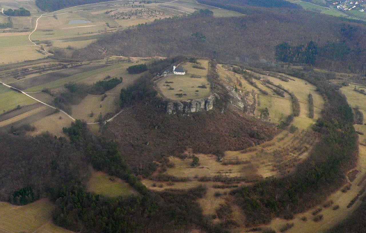 Staffelberg (trad. Plane Mountain), geoestrategic and sacred place where the M is placed.