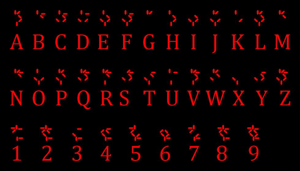 Yautja alphabet and numbers.